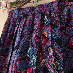 Greenwich Square Pleated Maxi Skirt Floral Elastic Waist Sz 11 / 12